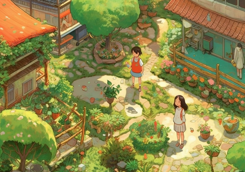 绿色花园夏天可爱风西瓜插画背景,插画/手绘图,插画/手绘图库,插画/手绘图下载,插画/手绘